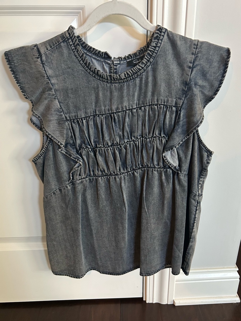 Rails Washed Black Ruffle Sleeve Top NWT